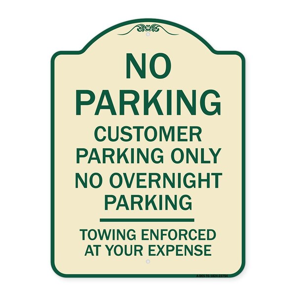 Signmission No Parking Customer Parking Only No Overnight Parking Towing Enforced at Your Expense, TG-1824-23754 A-DES-TG-1824-23754 - main